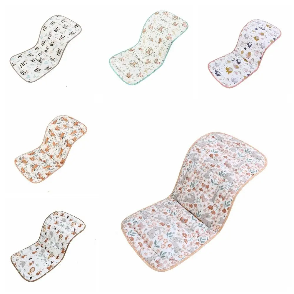 Soft Baby Stroller Cushion Cotton Cartoon Printed Baby Pram Seat Mat Breathable Comfortable Baby Seat Cushion High Chair Trolley