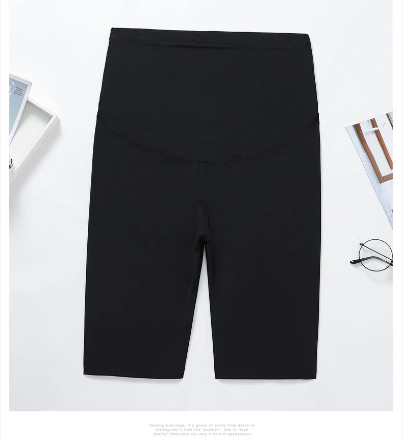 Pregnant Woman Legging Maternity Yoga Pants Summer Sharkskin Fabric Women Thin Black Slim Skinny Sport High Waist Fitness Shorts