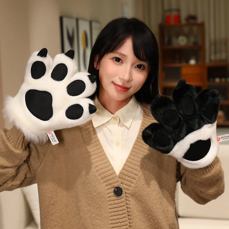 25cm Animal Claws Gloves Soft Stuffed Plush Toys Dog Bear Tiger Paws Plush Gloves Cosplay Costume Photograpy Props Charm Gifts