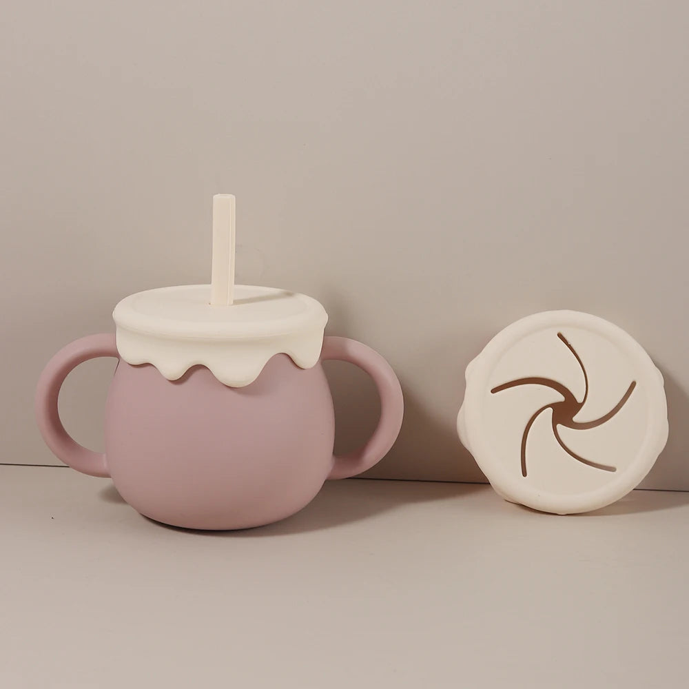 Personalized 280ml  Baby Cup- 3 in 1 Silicone Snack Cup, Sippy Cup, Leak Proof, Ice Cream Shape, Custom Name