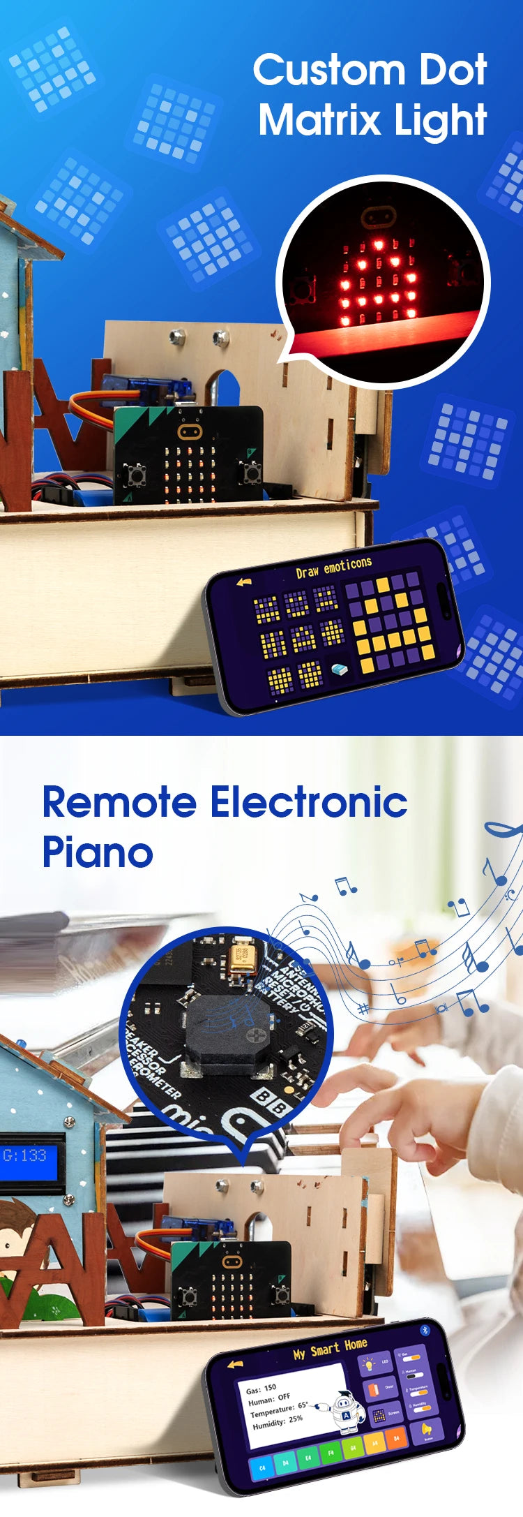 ACEBOTT Learning Kit Microbit Smart Home Automation Projects STEM Education Wooden House makecode