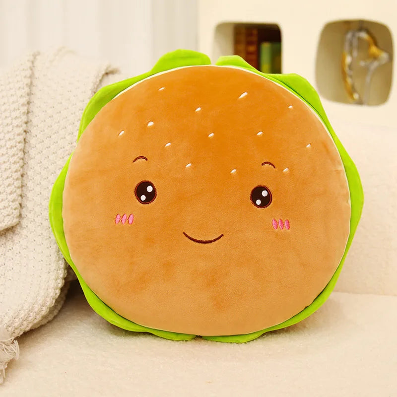 French Fries Hamburger Plush Toy Foodie Snack Decorative Pillow Model 0000 For Kids Room Decor