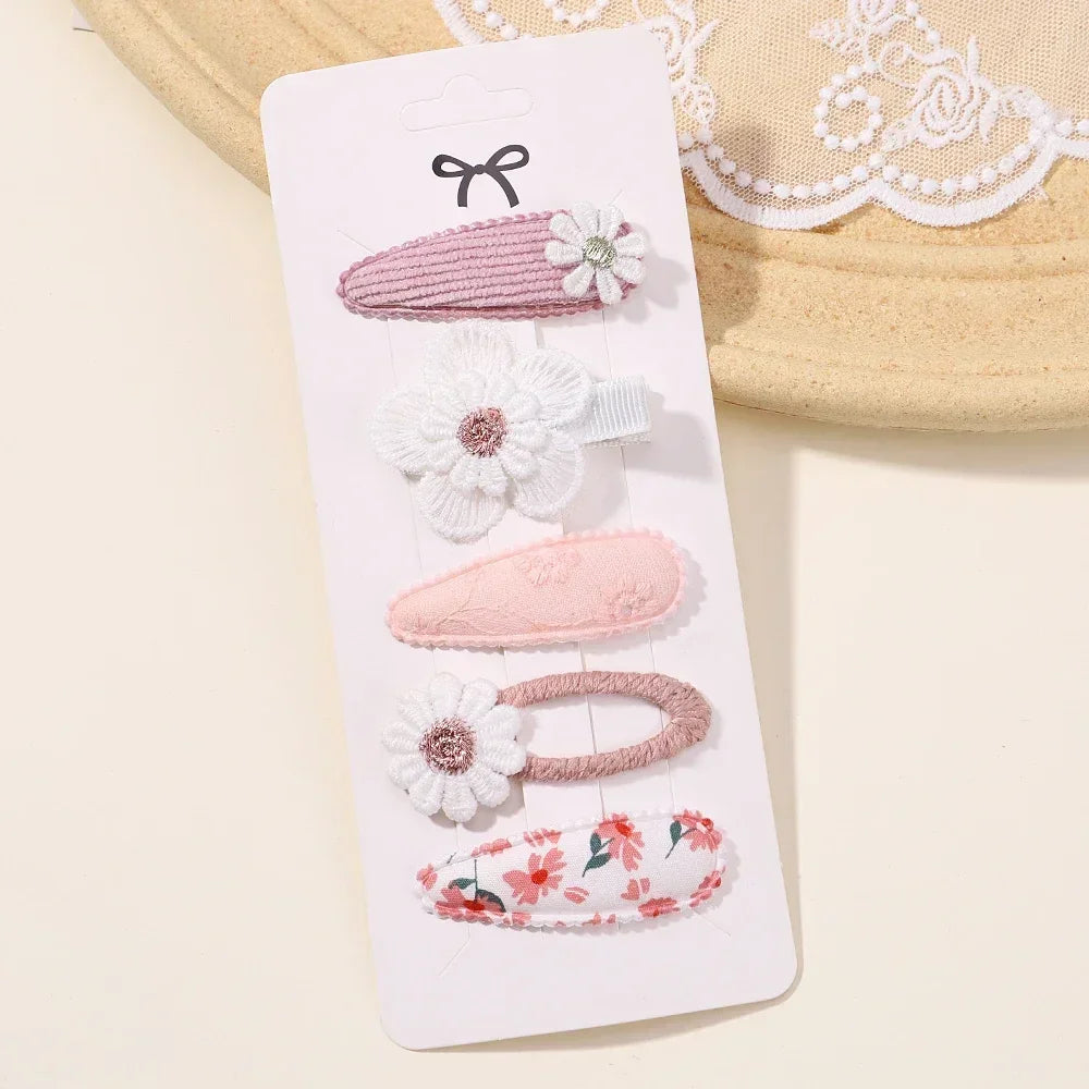 Mini Baby Girl Hair Clips Set 5Pcs Floral Bow Bunny Princess Hairpins for Toddler Girls