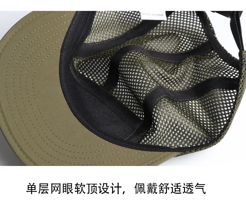 American Retro Mesh Breathable Flat Brim Men's Workwear Style Summer Outdoor Sports Quick-Dry Five-Panel Baseball Cap