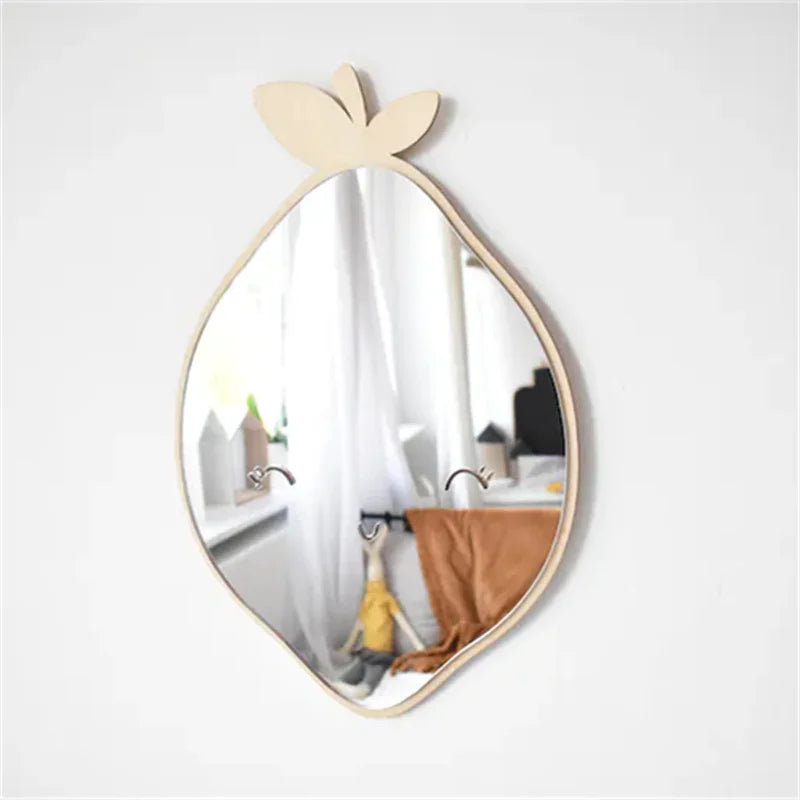 Scandinavian Style Lemon Wood Wall Mirror - Anti-Shattering.