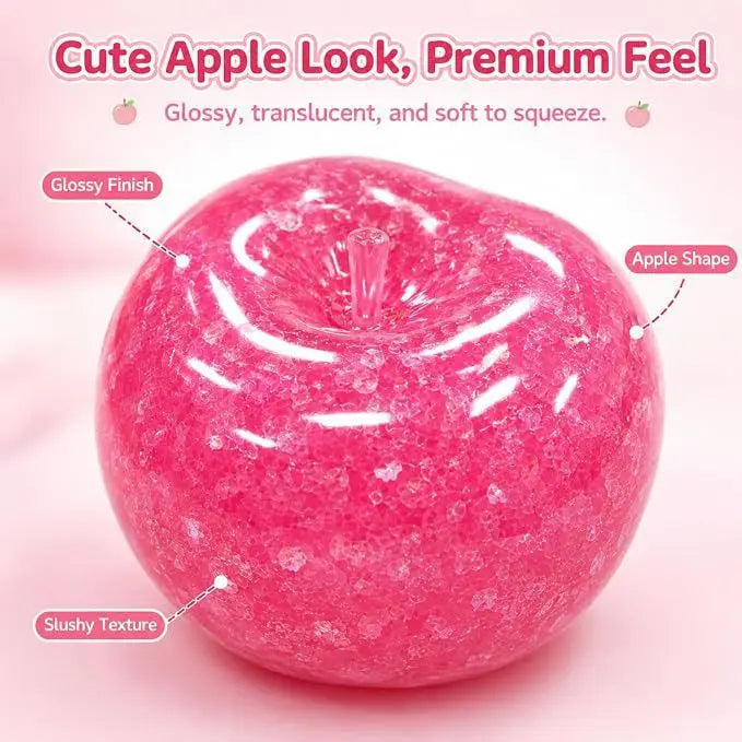 Apple Smoothie Squishy Ball Glitter Fruit Shaped Squeeze Stress Relief Sensory Fidget For Anxiety Release & Desktop Decor