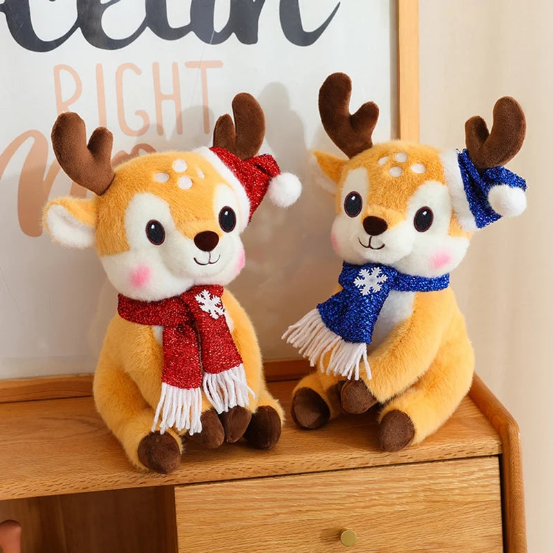 Latest Christmas Scarf, Deer Doll Pillow, Kawaii Stuffed Plush Toy Doll, Cartoon Anime, Cute Children's Birthday Gift, Fun Doll