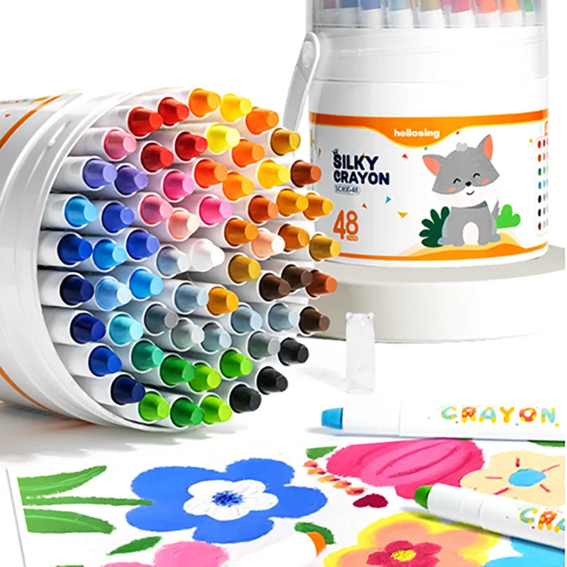 12/24/36/48-Piece Silky Smooth Crayon Set Twist-Up Crayons, Washable Crayons Travel Art Supplies School & Home Art Supplies