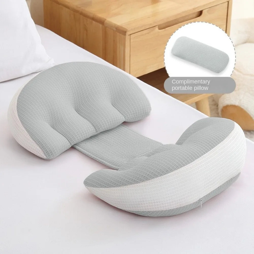 Maternity U Shaped Pillow For Abdominal Support 64x36cm Adjustable Size Soft Cotton Cover