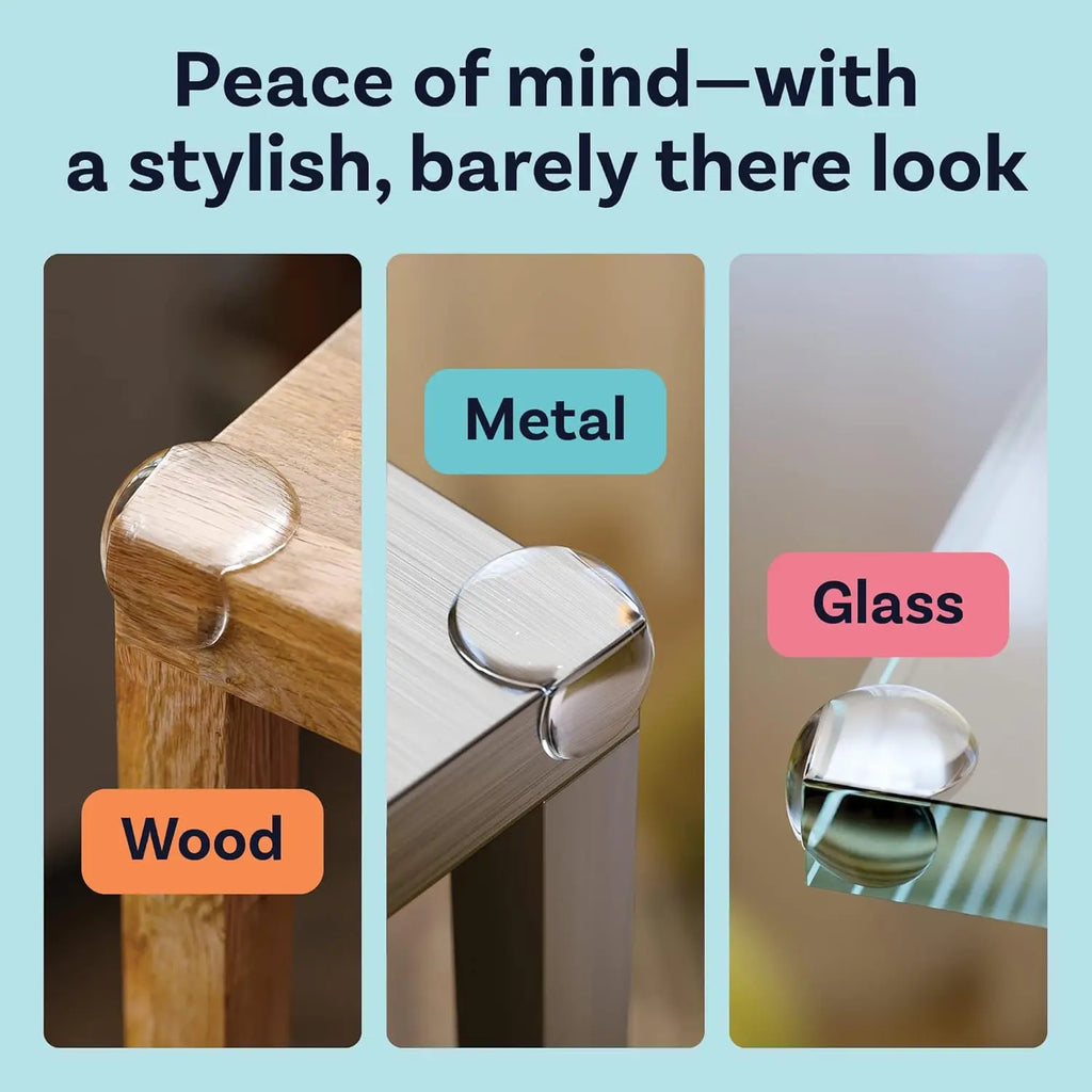 Transparent Corner Guards & Edge Safety Bumpers - Clear Baby Proofing Protectors for Wood, Metal, Glass Tables (12 Pcs)