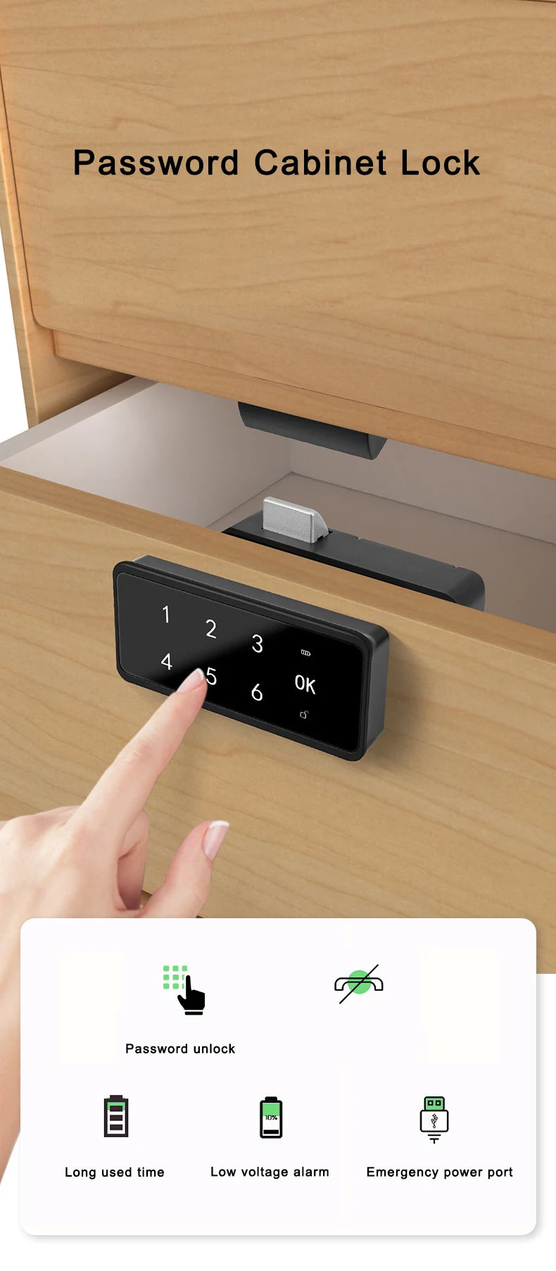 Smart Password Cabinet Drawer Cupboards Door Lock
