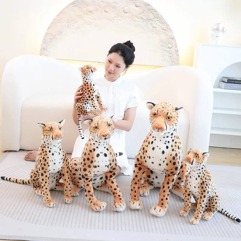 Hot Lifelike Plush Leopard Cheetah Toy Full Stuffed Forest Animal Peluche Doll Room Decor Christmas Holiday Gifts For Boys