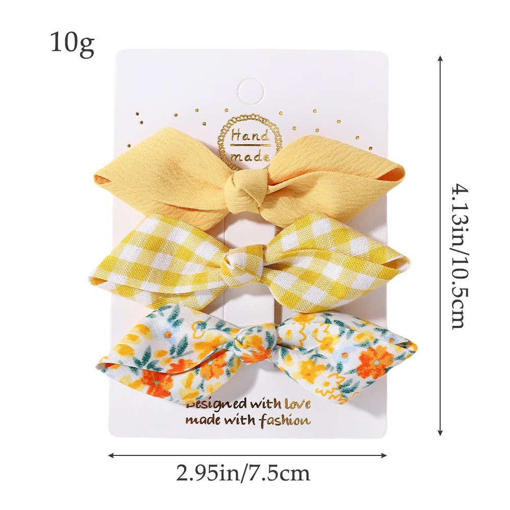 3Pcs Fresh Printing Hairpins Colorful Bowknot Hairclips for Girls Travel Party Dress Up Headwear Kids Hairgripes