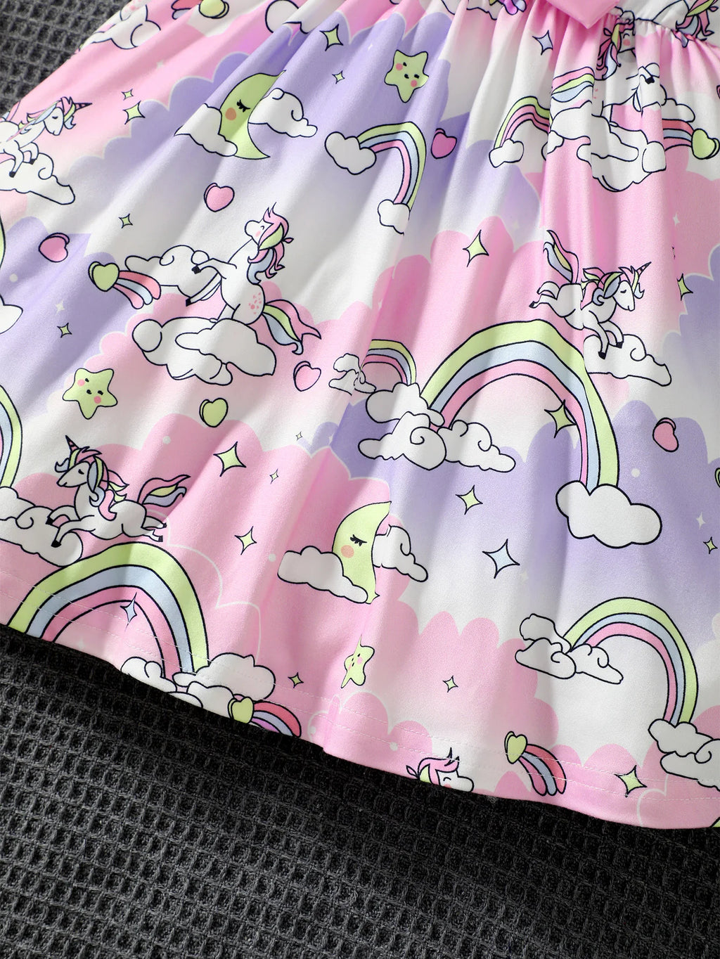4-7 Year old Girls' Sleeveless Dress, Round neck Unicorn Print, Colorful Dreamy Dress, Girls' Summer Outfit children's clothing