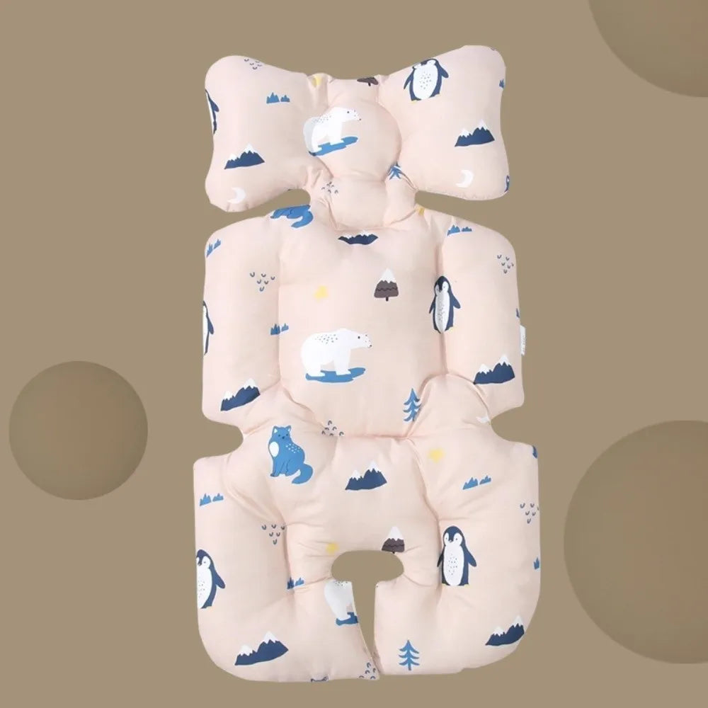 Essential Cotton Stroller Seat Cushion Soft Cartoon Pattern High Chair Liner Pad Comfortable Warm Stroller Accessories Going Out