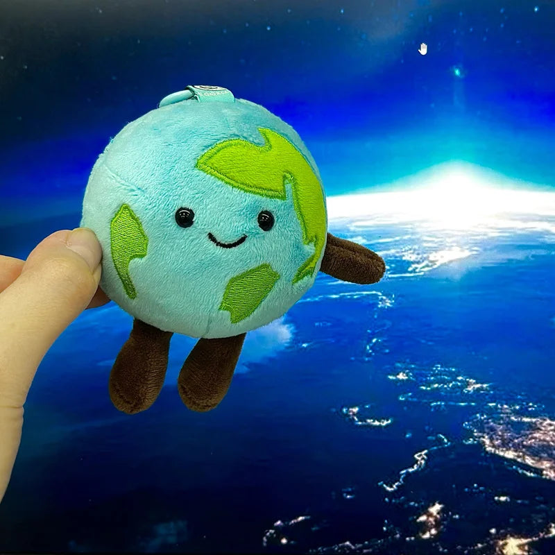 Simulation Earth Plush Toy Bag Key Pendant Planets in the Solar System Soft Doll Toys Cartoon Star Style Birthday Gift for Kids