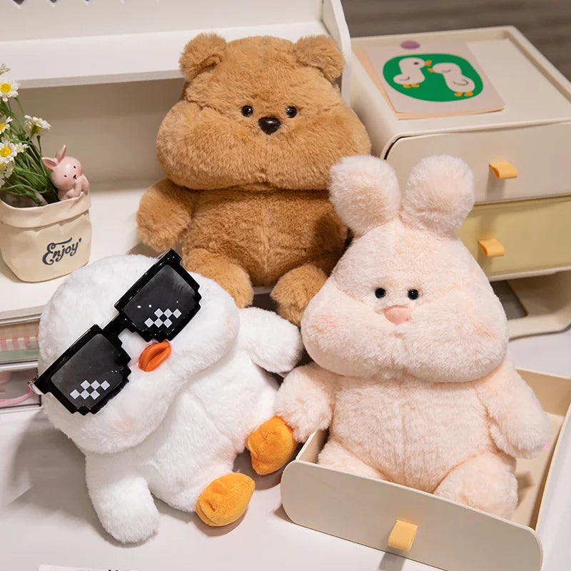 Cartoon Cute Series Pink Rabbit Duck Bear Plush Toys Bear Soft Dolls  Animal Stuffed Plush Birthday Gifts For Girls