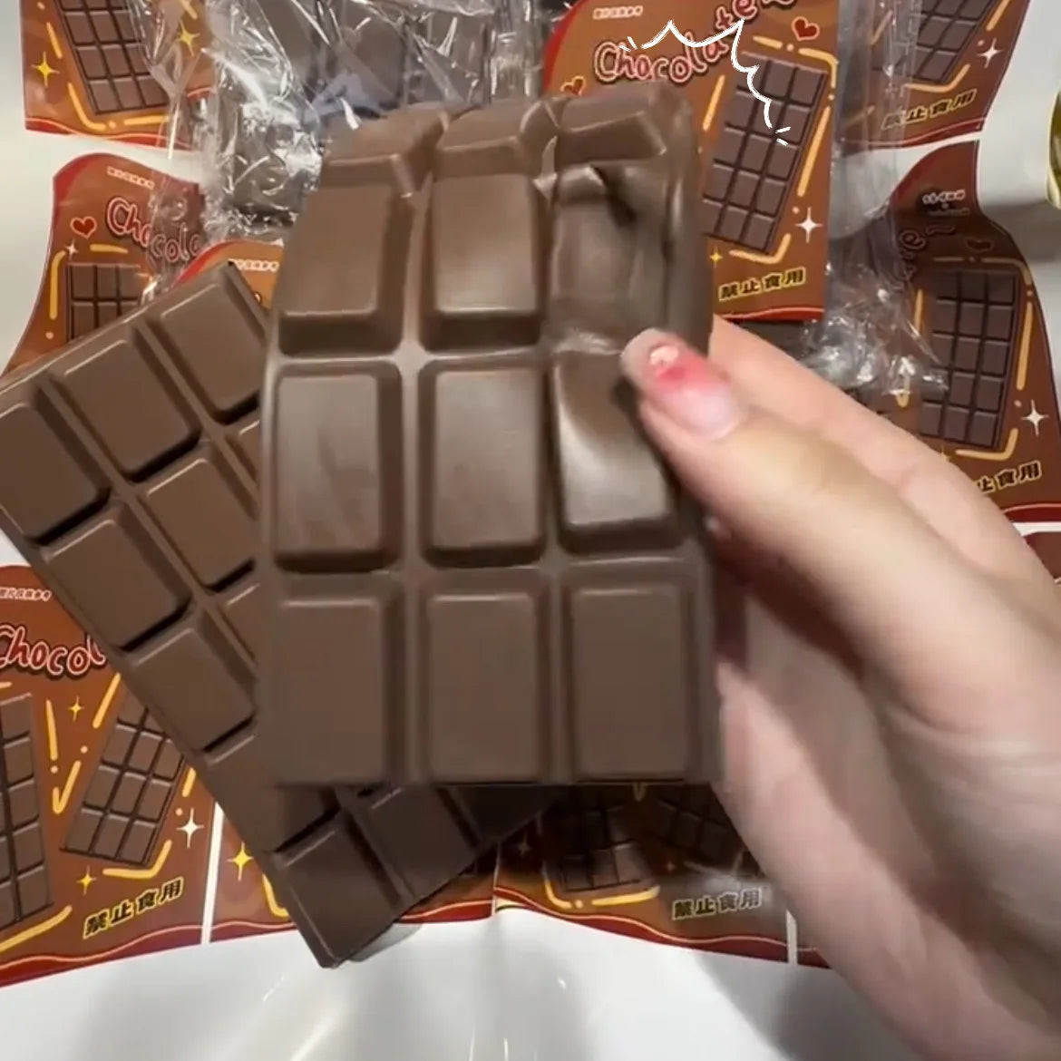 Chocolate Bar Squishy Stress Relief Toy Slow Rising Soft Squeeze Sticky Toy For Adult Anxiety Relief Relaxing Entertainment