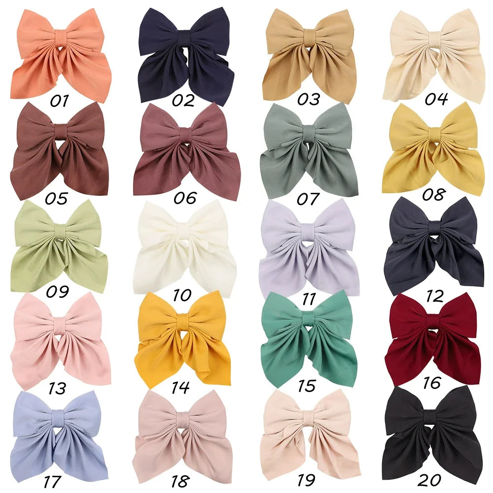 5Piece Mixed Color Ribbon Bow Girls Hair Clips Elegant Solid Color Bow Hair Accessories Hair Clips for Girls Headwear