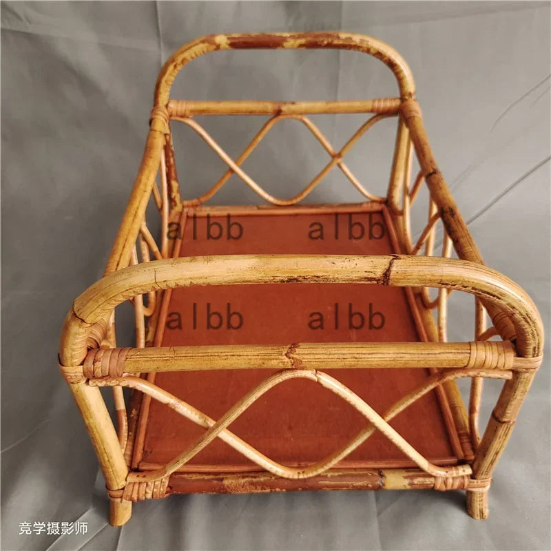 Bamboo Baby Bench and Bed with Rattan Basket for Newborn Photography Props Model BB-012