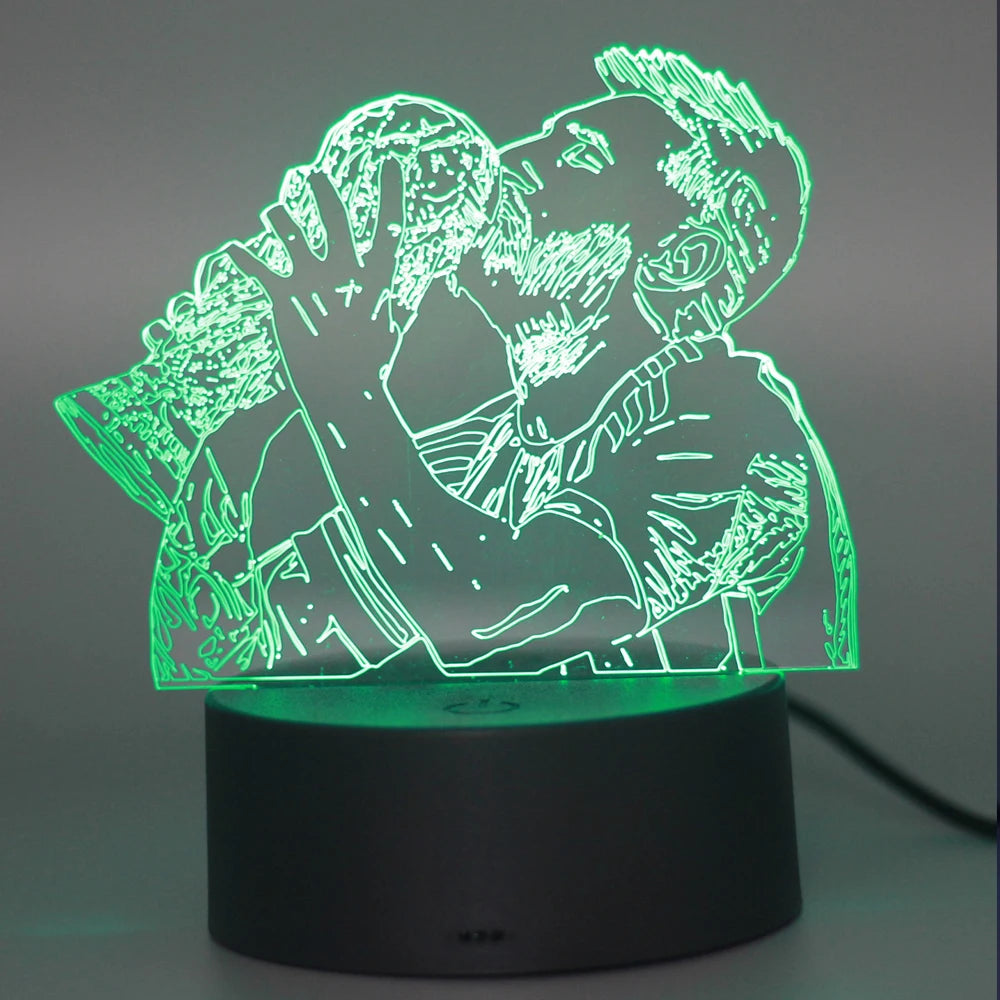 3D Illusion Night Light Messi 7 Color/16 Color Gradient Touch Switch LED Night Light Table Lamp (Crackle White)