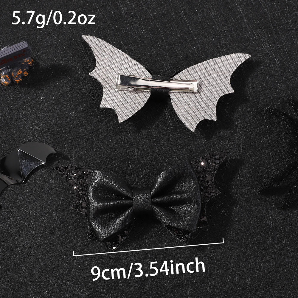 2pcs Halloween Barrettes Bat Wing Bow Hair Clips Girls Bangs Clips for Party Performance Headdress Barrettes Cosplay Headwear