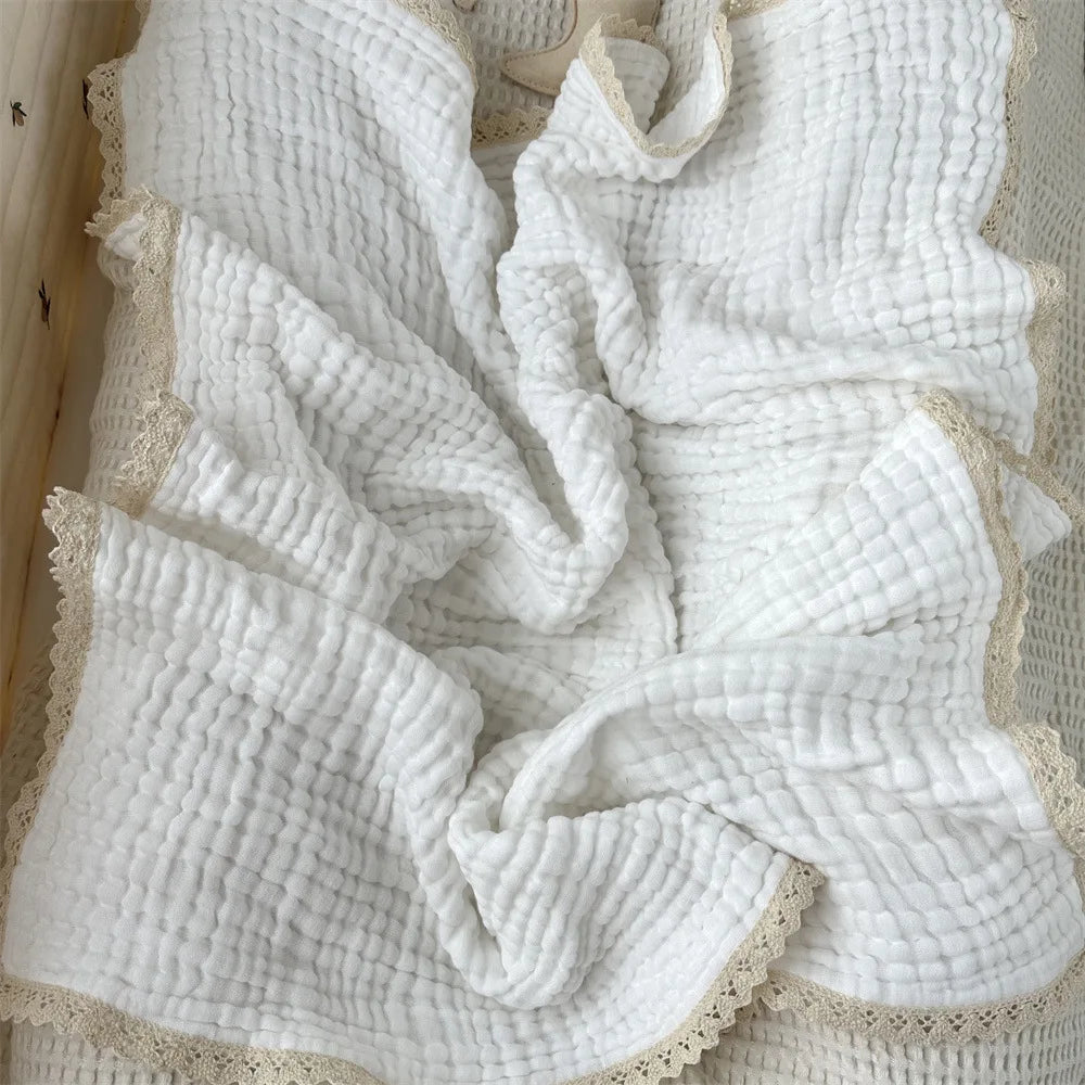 Newborn Baby Bath Towel 6 Layer Gauze Muslin Swaddle Cotton Receive Blankets Swaddling Wrap Lace Langer New Born Diapers Bedding