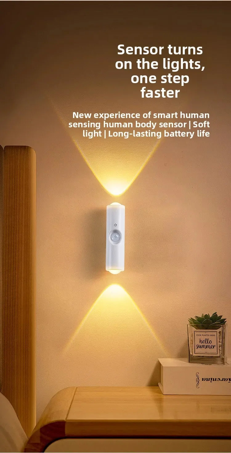 LED Night Lights Double-head Sunset Wall Lamp Motion Sensor RGB Ambient Light Magnetic USB Rechargeable Party Corridor Closets