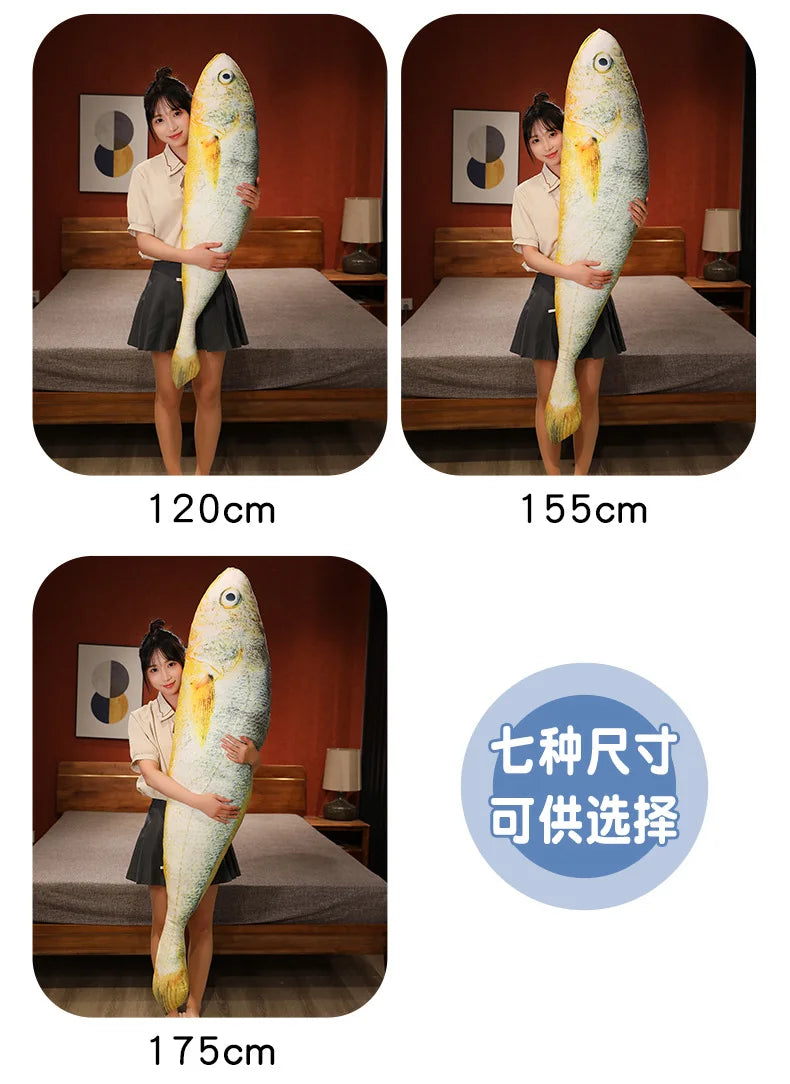 Artificial yellow croaker Plush Pillow Imitation Funny Fish Stuffed Pillow Emulational Home Sofa Plush Decoration Cushion
