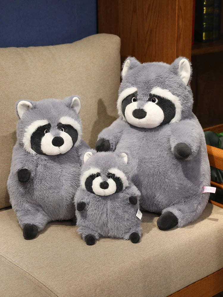 Artificial Fat Raccoon Plush Doll Grey Round Raccoon Animal Plush Toy Super Soft Christmas Gift For Boys And Girls