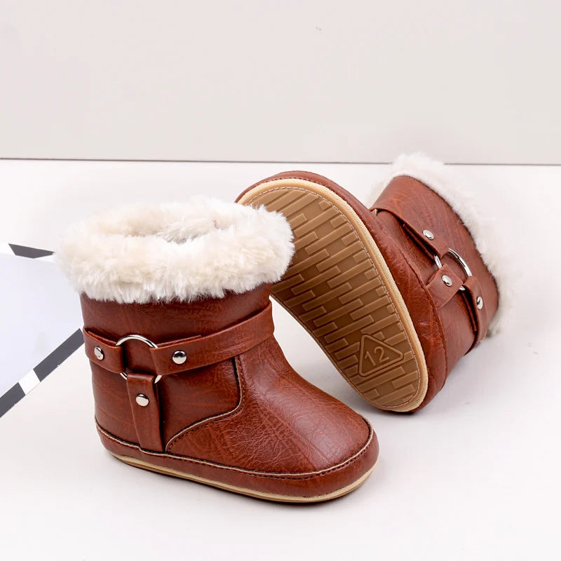 Hot Selling Winter Baby Boy And Girl Pre Walking Toddler Shoes Fashion Design Fleece-lined For 0-18M Baby Winter Cotton Boots