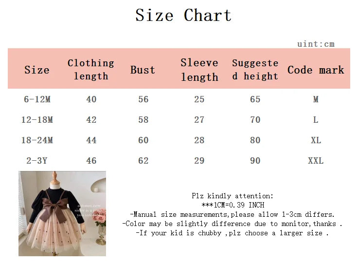 Children's Spring Autumn Long sleeves Dress  Baby Girl Big Bow Tulle Fashion Dress fit 0-3 Year Baby Girl Birthday Party Dress