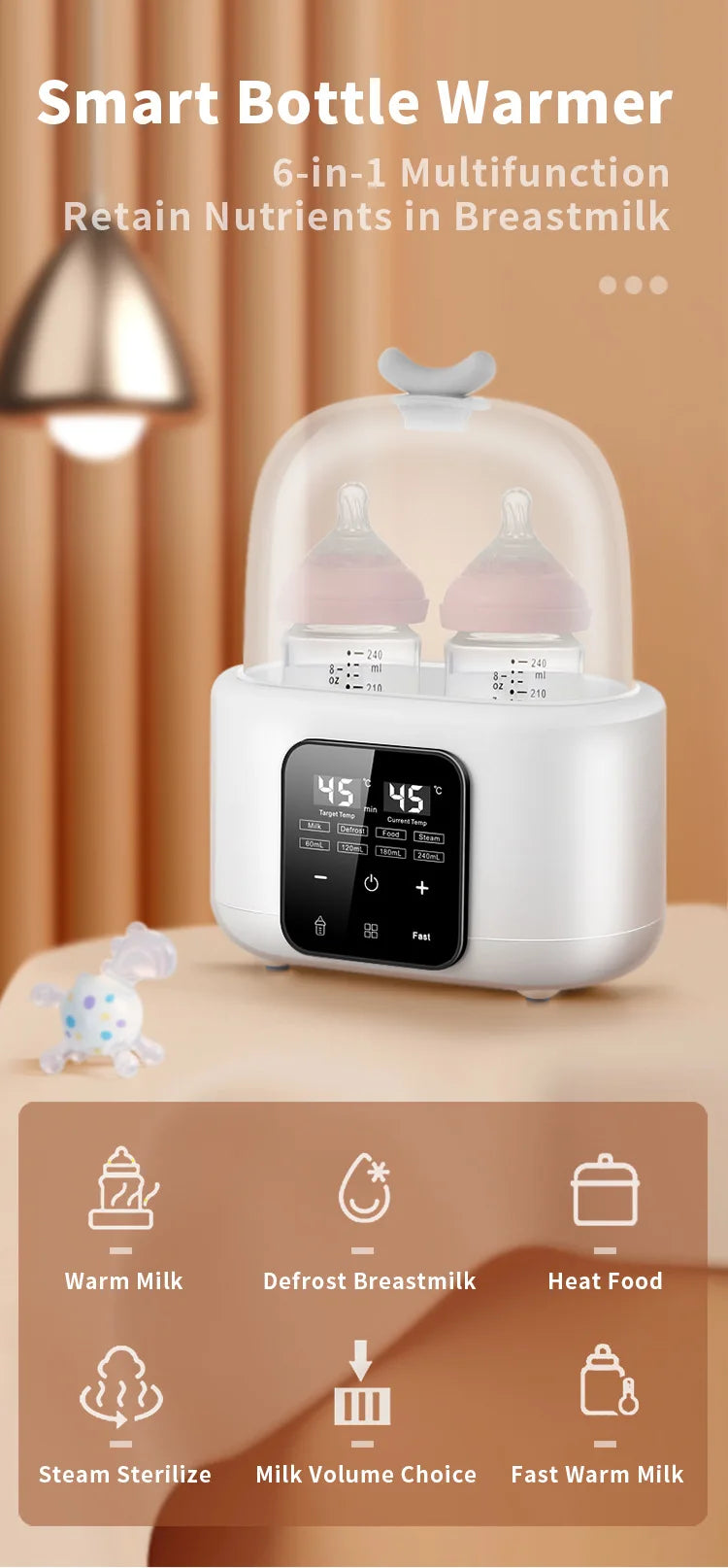 Multi Functional Breast Warmer Intelligent Insulation Heating and Disinfection Thermostat for Baby Bottles
