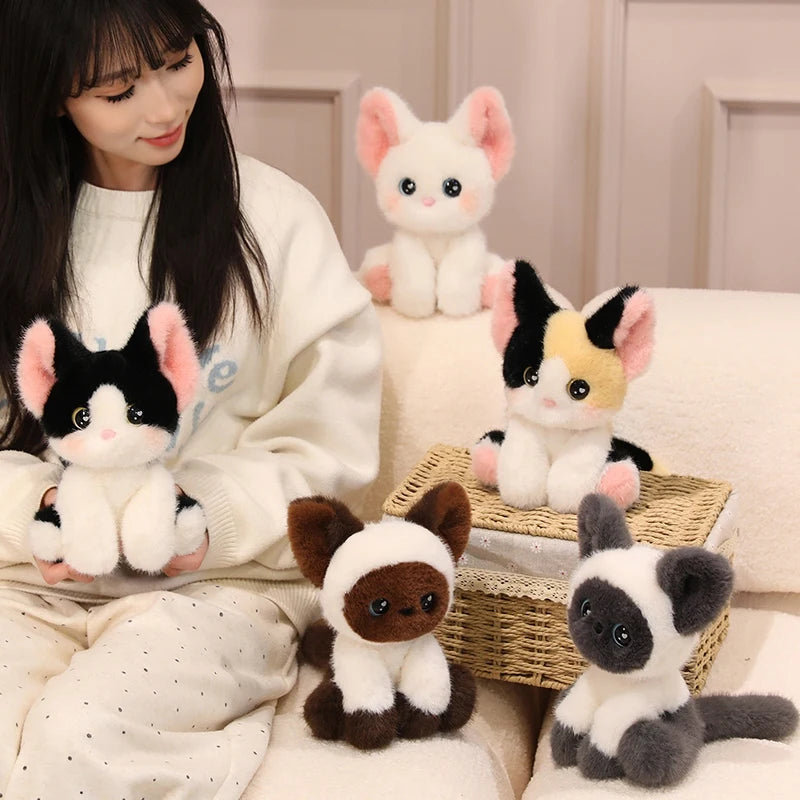 Nice Adorable Sitting Devon Cat Siamese Cat Plush Toy Doll Home Office Decoration, Perfect Gift For Cat Lovers Boys And Girls