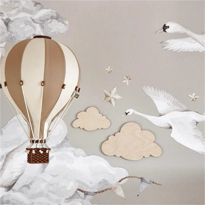 2-Piece Nordic Style Wooden Cloud Wall Decorations - Cute Decor.