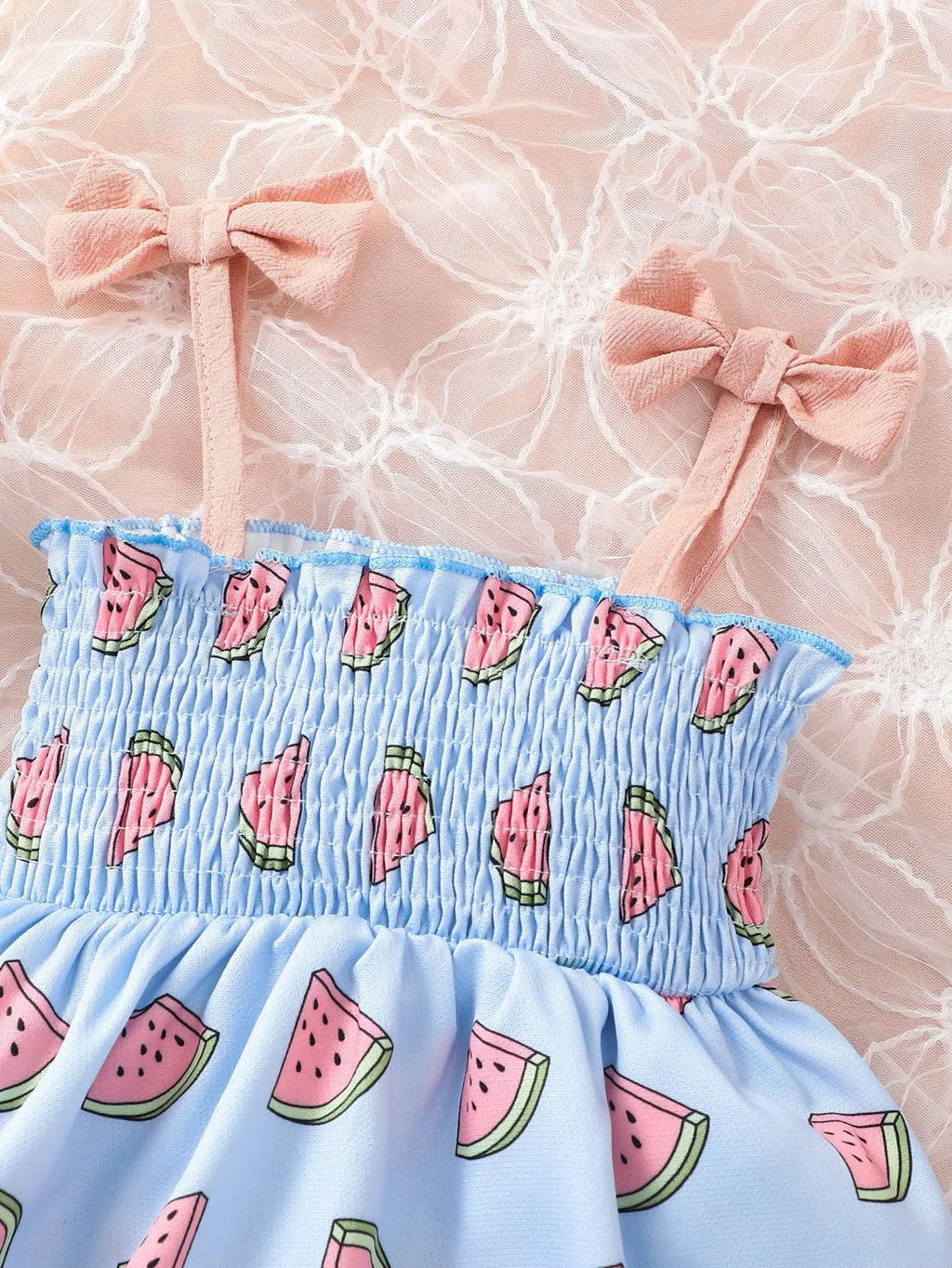 Summer Baby Girl Suspender Dress with Watermelon Print Stretch Dress suitable for 0-3 Years old Cute Baby girl Casual Dress