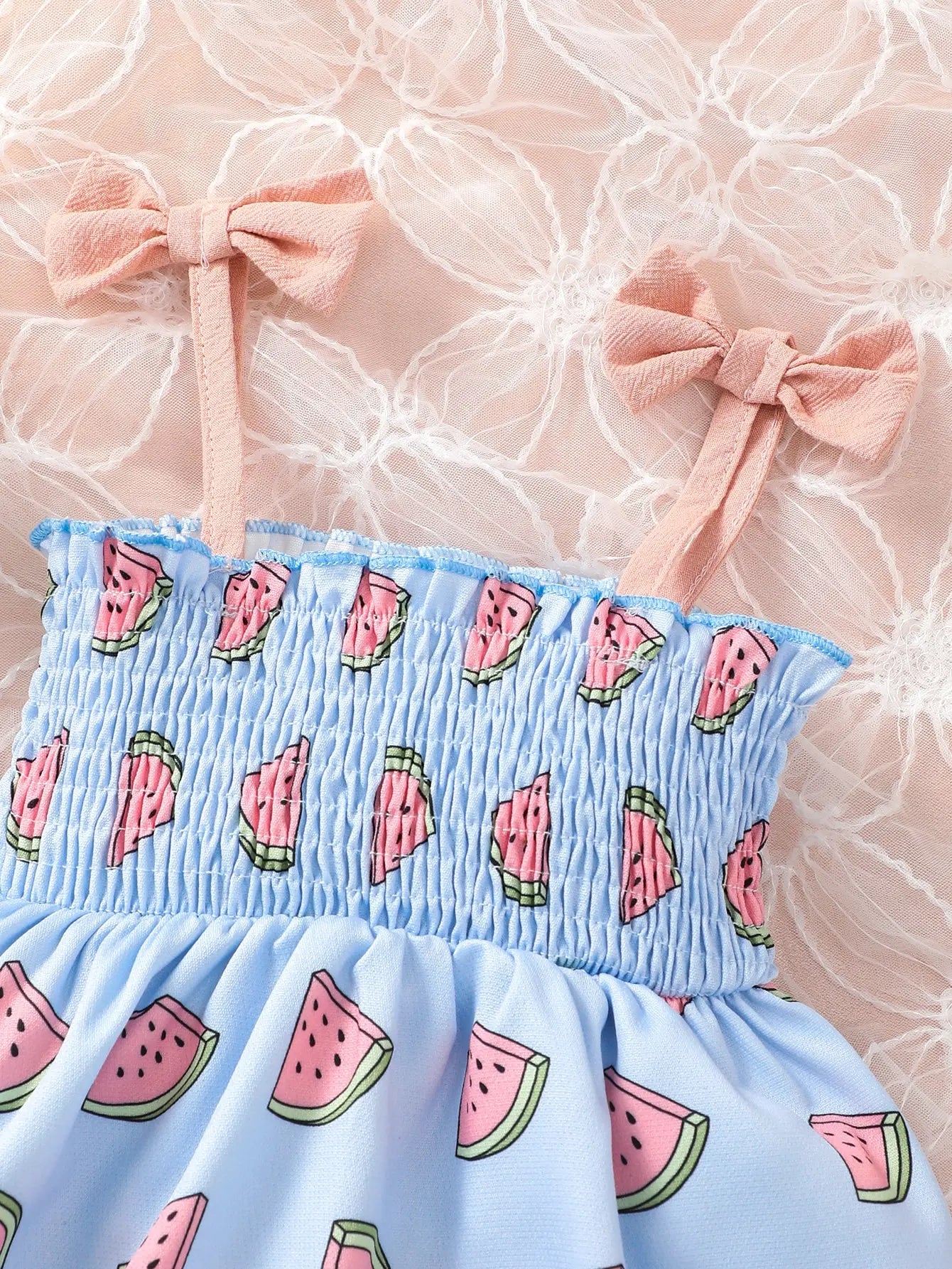 Summer Baby Girl Suspender Dress with Watermelon Print Stretch Dress suitable for 0-3 Years old Cute Baby girl Casual Dress