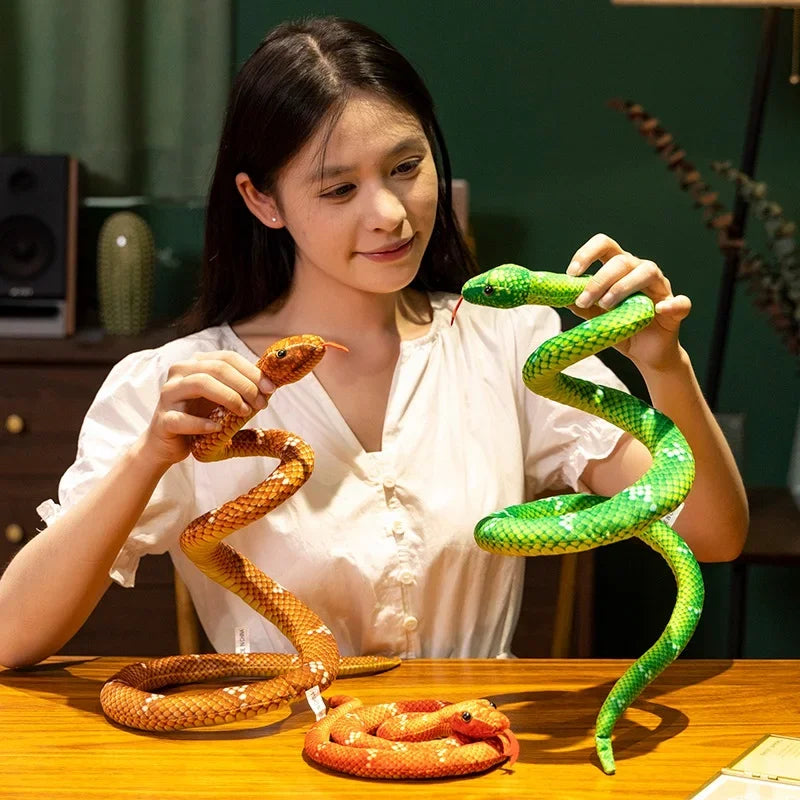 New Artificial Python Plush Toy Long Snake Yellow Orange Green Python Plush Toy Decorate The House Holiday Decorations