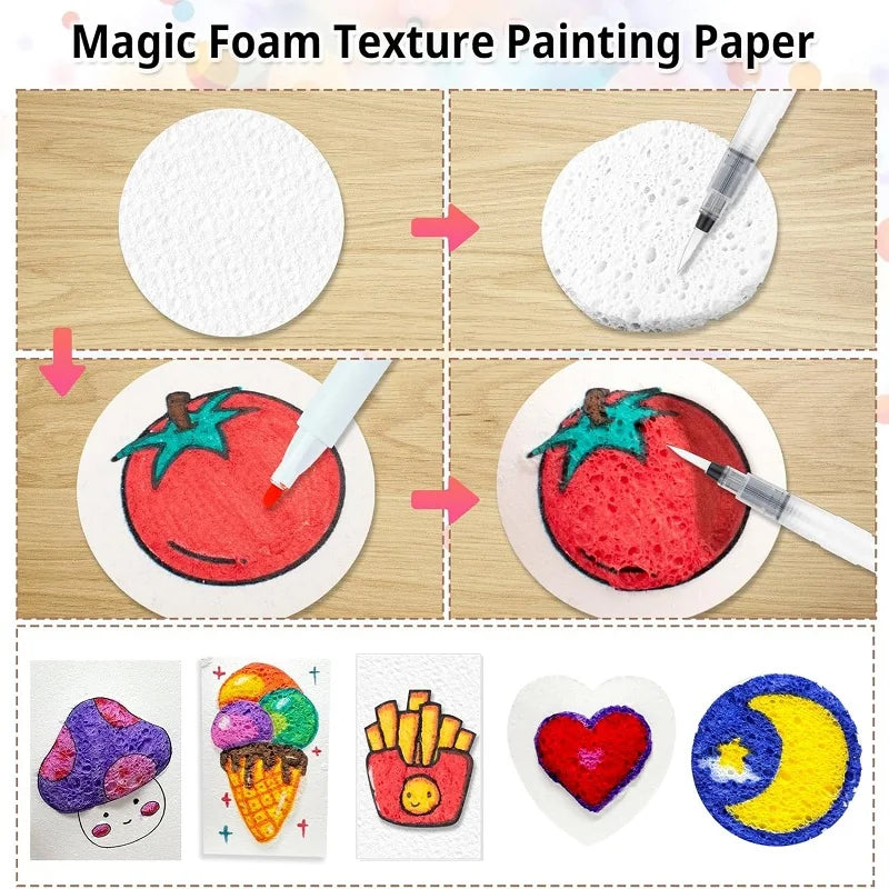 3D Drawing Magic Canvas Sponge Texture Paint Kit For Kids DIY Drawing Art Educational Craft Sponge Canvas Board Handicraft Toy