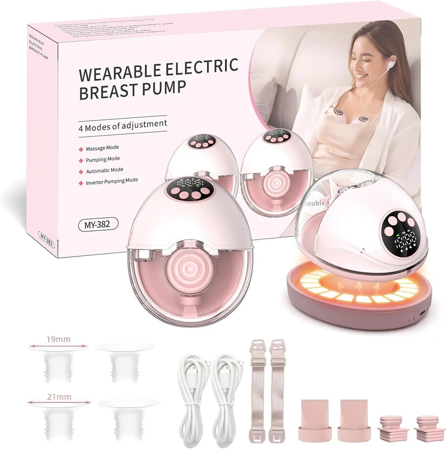 Wearable Electric Breastmilk Pump Handsfree BPA Free With UV Sterilize & Heated Base For Optional Wireless Breast Pump On-the-go