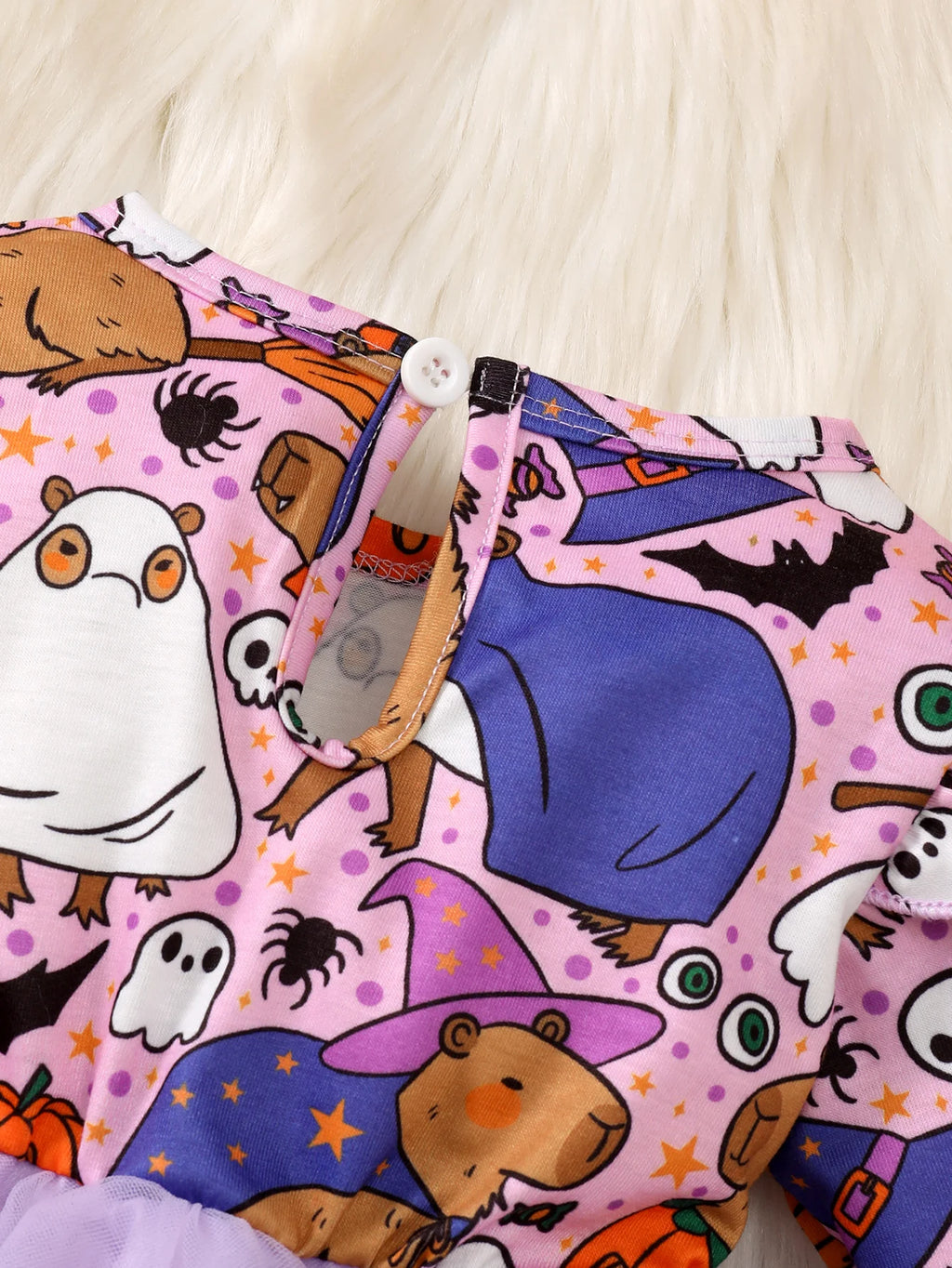 0-3 Year Girl Halloween Dress Round neck Cartoon Halloween Element  Tulle Long sleeved Dress Girl Halloween Party  Dress