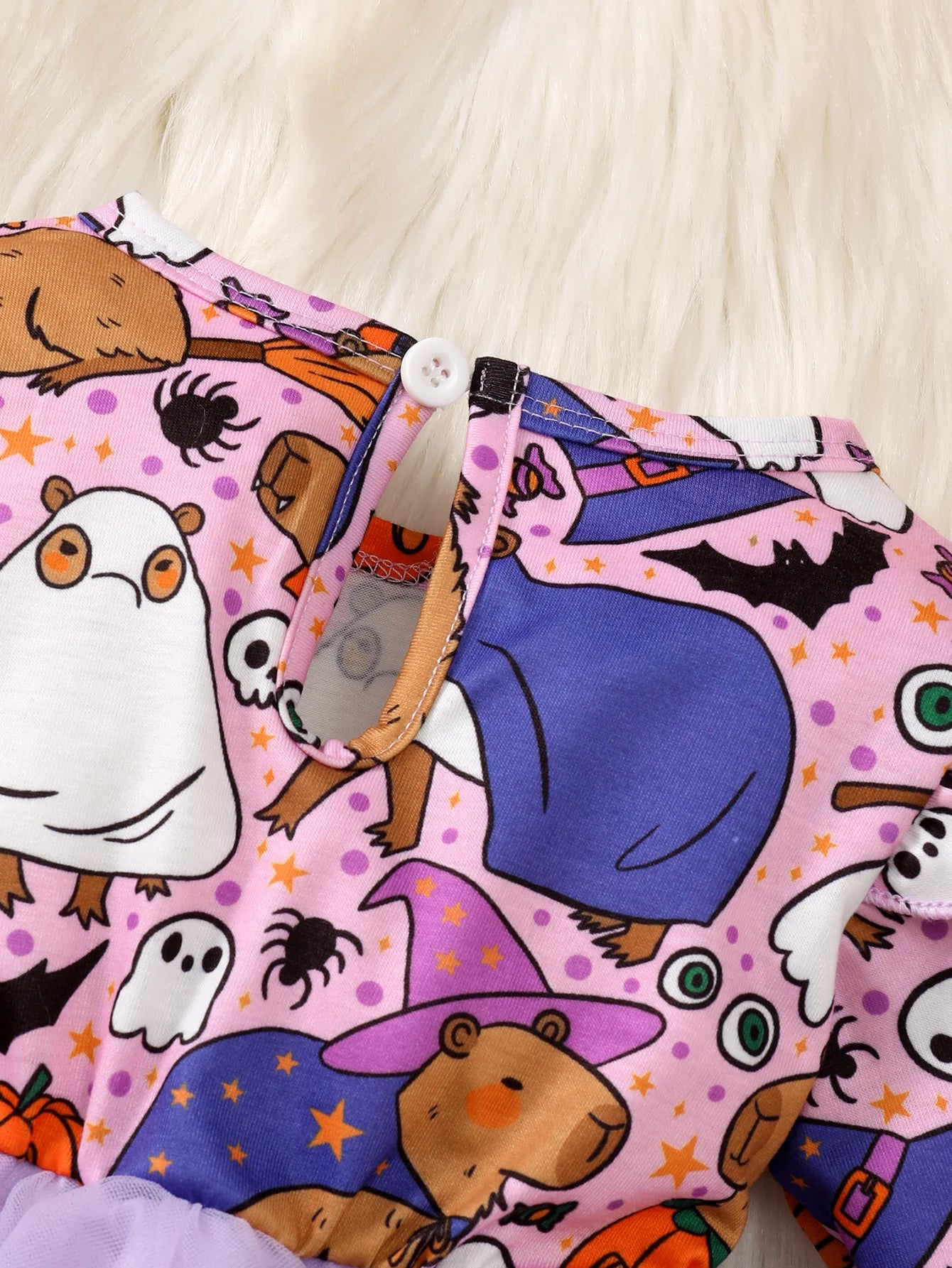 0-3 Year Girl Halloween Dress Round neck Cartoon Halloween Element  Tulle Long sleeved Dress Girl Halloween Party  Dress