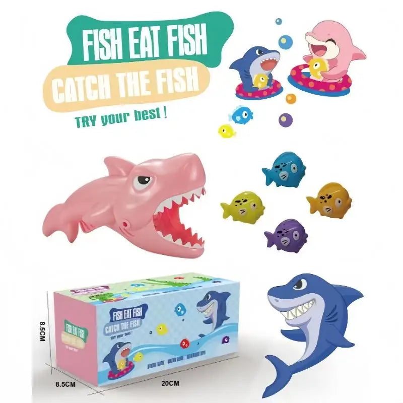 Kids Interactive Bathtub Toy Set, 5Pcs Big Shark Eats Small Fish, Fun Water Game, Ideal Children's Gift
