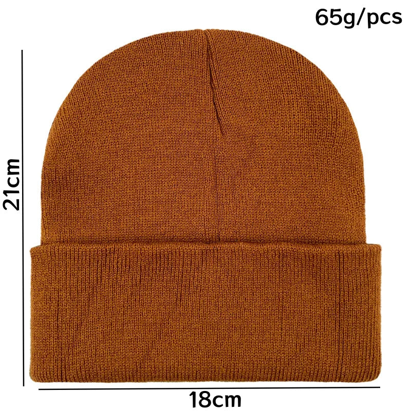 Solid Color Knitted  Plain Cold Hat Rolled Edge Customizable VersatileLOGOMen's and Women's Casual Versatile  Warm Knitted Hat