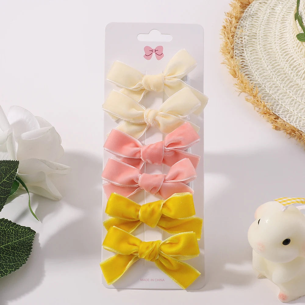 6Pcs Solid Ribbon Bows Hair Clips Cute Handmade Bow Hairpin Barrettes Headwear for Baby Girls Kids Hair Accessories Gifts