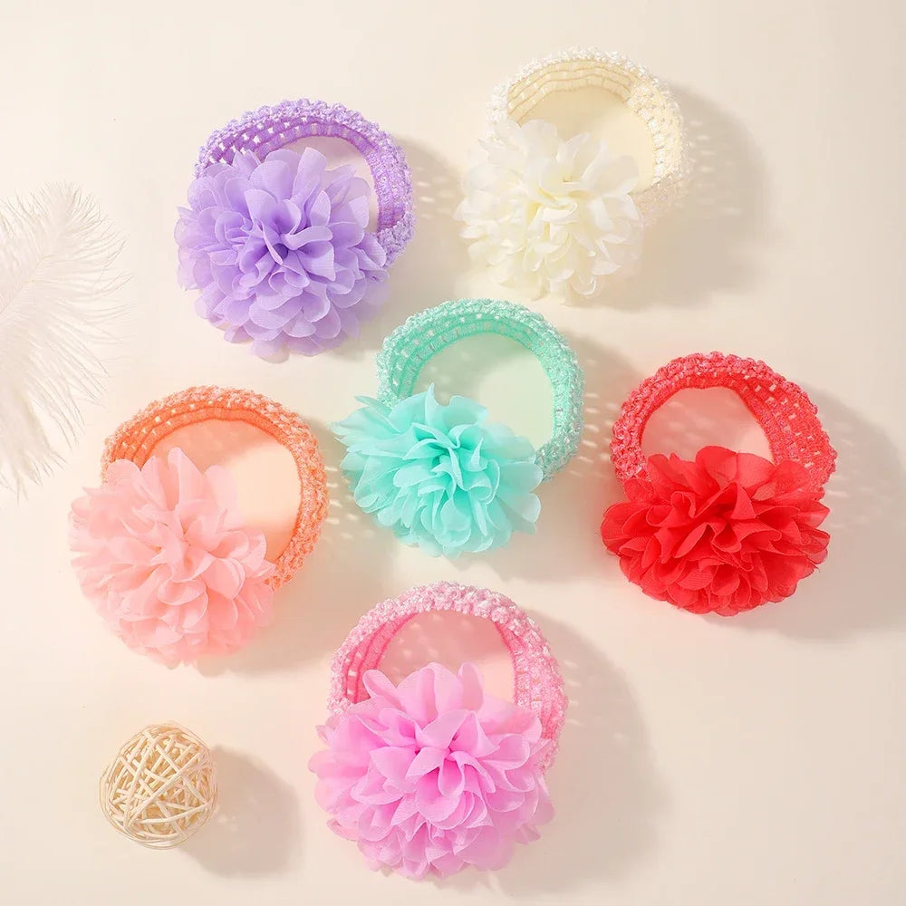 9Pcs/set 0-3Y Headbands Chiffon Flower Soft Strecth Hair Band Handmade for Baby Newborns Head Tie Infants Babe Hair Accessories
