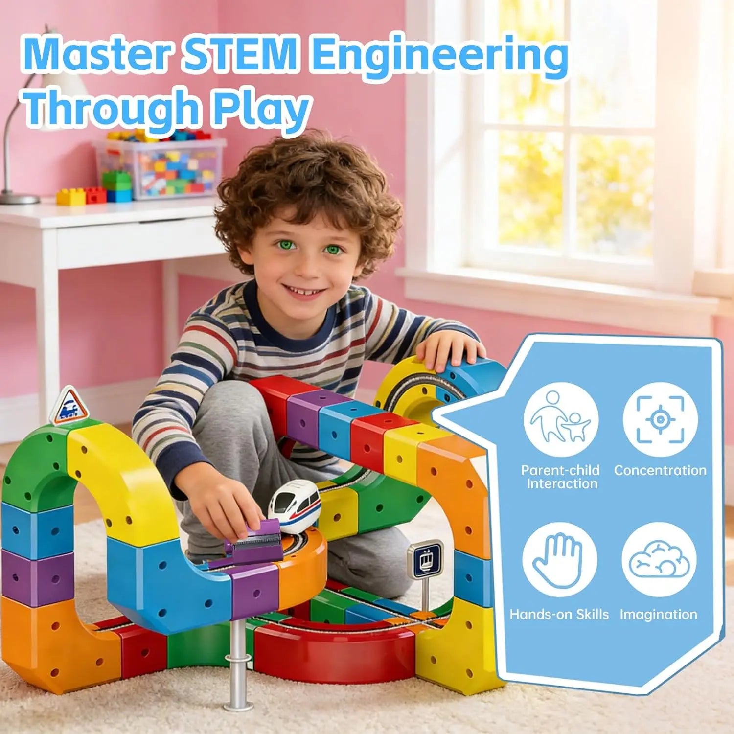 3D Electric Train Set Magic Flexible Race Track for Kid Track with Anti Gravity Car STEM Educational Building Toy Boys Girls Bir