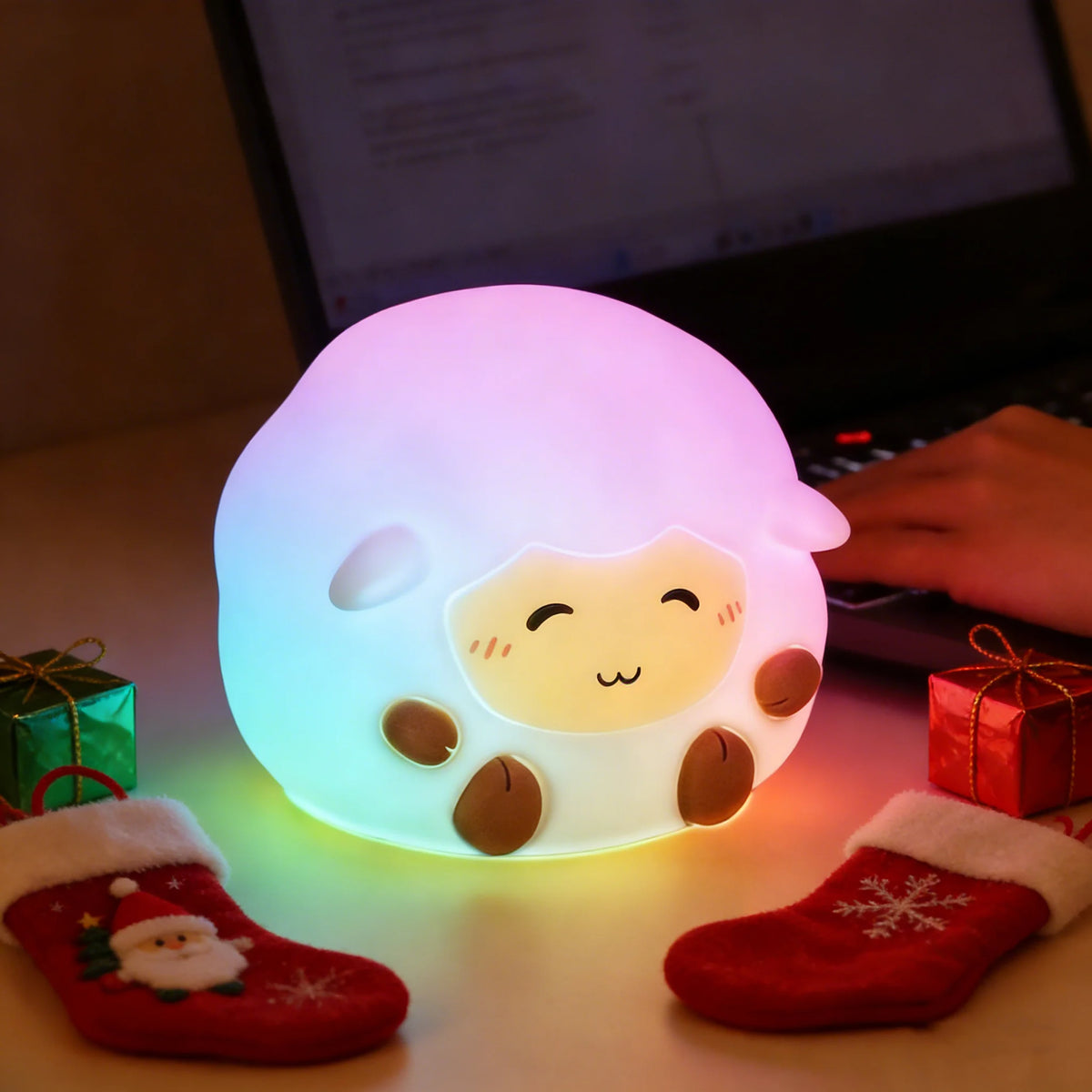 Silicone Sheep Night Light Usb Rechargeable Dimmable Eye Friendly Lamp For Kids Bedroom Nl01