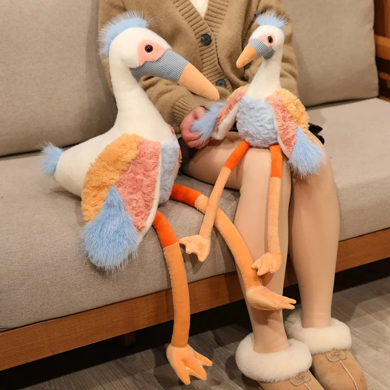 Wholesale Fantastic Crowned Crane Doll Stuffed Plush Balearica Big Bird Cartoon Long Legs Animal Toy Colorful Plushie Gift
