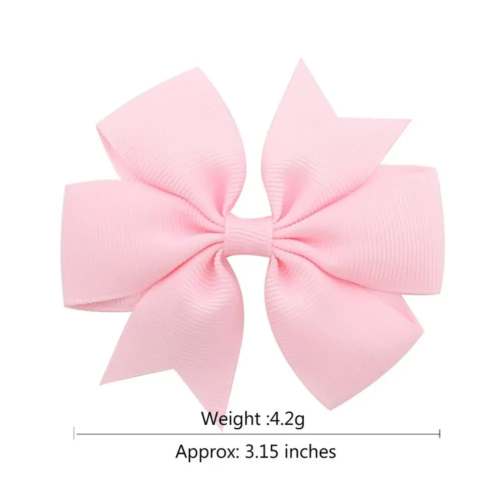 Madeway 24Pcs Solid Colors Hair Bows With Clips For Kids Grosgrain Ribbon Hairpins Headwear